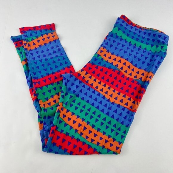 LuLaRoe Tall & Curvy Leggings Fits Size 12-18 NEW Bright Geometric Pattern - Picture 1 of 5